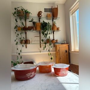 Vintage Pyrex with Lids - Set of 3 Autumn Harvest casseroles & lids